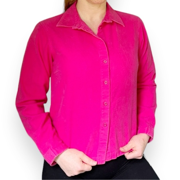 Lands’ End Hot Pink Baumwolle Button Down Shacket Small Cotton Flannel - Picture 15 of 15